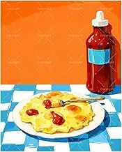 TAOPAOLAB Retro Diner Food Paint by Numbers Kit for Adults - DIY Eggs and Sauce Bottle Painting on Canvas 16x20In, Acrylic Paint Set, Suitable for Beginners, Art for Home Decoration or Gifts