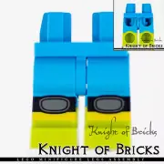 LEGO Minifigure Legs DARK AZURE Hips Lime Boots Black and Dark Bluish Gray Knee