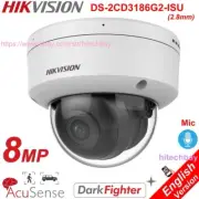 Hikvision 4K 8MP AcuSense DarkFighter PoE Mic IP Camera DS-2CD3186G2-ISU 2.8mm