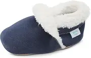 Dotty Fish Suede Baby Slippers. Warm Fleece Lined. Infant Toddler Shoes. Non-Slip Soft Sole. Boys Girls. 0-6 Months - 5-6 Years