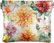 [FRODOTGV] Autumn Flowers Daffodil PU Leather Change Purse Portable Change Purse with Clasp for Women Boys Girls, Autumn Flowers Daffodil, 4.33"(L) x 3.74"(W) x 0.39"(H), Classic