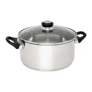 Wiltshire Classic Stainless Steel Glass Lid Casserole Stove Dish Pot 24cm