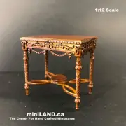 Victorian ornate side table Dollhouse miniature 1:12 quality handcrafted WALNUT