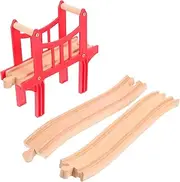 1 Set Wooden Train Bridges with Track Support Wooden Train Track Accessories Compatible with Trains Tracks Toys