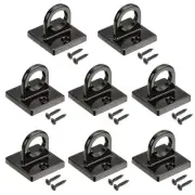 Pad Eye Plate U Hooks, 8 Pack Metal Ceiling Hook Wall Mount Loop, Black