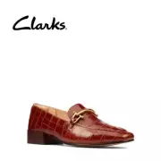 New Clarks Ladies PURE BLOCK Dark Brown Croc Effect Leather Loafers UK 4.5/37.5