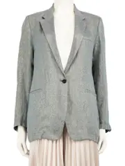 Blue Metallic Linen Blazer