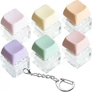 6 Pcs Macaron Keyboard Fidget Toy, Keyboard Fidget Keychain Macaron Keyboard Decompression Button Finger Clicker Toys, Button Stress Relief Fidget Gifts to Relief Stress (6)