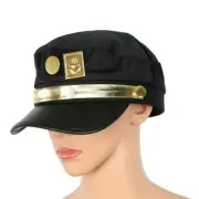 Army Military Peaked Cap Cosplay Hat Animation Kujo Jotaro Badge Headgear