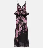 [Zimmermann] Zimmermann Dawning floral linen and silk gown AU 8 black