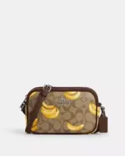 Coach Mini Jamie Camera Bag In Signature Canvas With Banana Print NWT