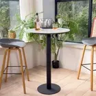 High Round Bar Table Pub Table Kitchen Sintered Stone Bar Tables w/ Heavy Base