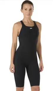 Speedo 26 Female Swimsuit Powerplus Racing Performance Kneeskin Black NWT