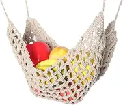 Macrame Fruit Hanger - Space Saving Woven Banana Hammock Rack, Bohemian Produce Net Bag | Under Shelf Fruit Storage Solution, Decorative Hanging Bowl For Pantry Countertops Apartment RV