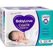 BabyLove Cosifit Newborn Nappies Size 1 (up to 5kg) 48 Pack (pack of 2)