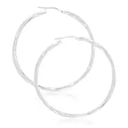 Sterling Silver 50x2.5mm Twist Hoop Earrings