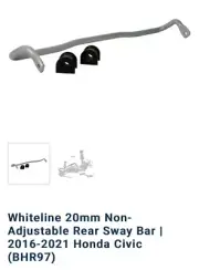 Whiteline 2016 17 18 19 20-2021 Honda Civic Rear Suspension Sway Bar BHR97