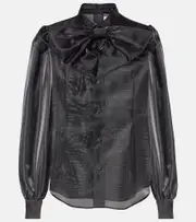 [Noir Kei Ninomiya] Noir Kei Ninomiya Tie-neck satin shirt AU 12 black