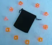 Translucent Salmon RPG Dice Set: 7 + 3d6 = 10 polyhedral die plus bag!