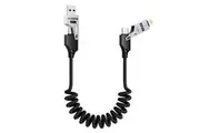 ZUSLAB 4-in-1 Coiled USB-C to USB-C/Lightning Cable 65W 1.5M, Black | Fast Charging, CarPlay Compatible