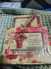 2004 Kathryn White Gift Set Vintage Address Book Journal 2 Pencils And Frame...