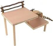 Hamster Climbing Platform Wooden 2 Tier Hamster Playground Activity Set with Bridge Small Pets
