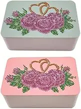 2pcs5D DIY Diamond Painting Tissue Box kit, DIY Handkerchief Storage Box, Disposable mask Storage Box, Household Daily Necessities. (Rose)