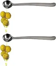 Qiuerte 2pcs Serving Spoons with Drain Hole, Stainless Steel Olive Spoon for The Jar, Pickle Spoons for Containers Canisters 7.5 inches