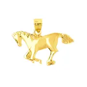 14K Gold Galloping Horse Pendant
