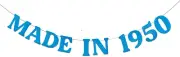 WEIANDBO MADE in 1950 Blue Glitter Banner,Pre-Strung,75Th Birthday Party Decorat