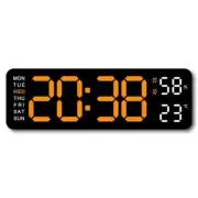 USB Powered 9" Digital Wall Clock Temperature Humidity Weekday Orange