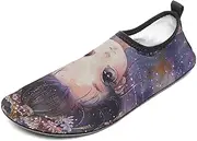 [BTCOWZRV] Water Shoes for Women Men Big Eyes and Black Hair Water Sports Shoes Slip-on Breathable Lightweight Athletic Aqua Sock