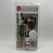 New Boye I Taught Myself to Crochet KIT, W/instructions For 15 Project + Hooks