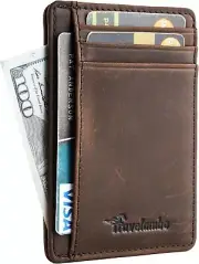 Front Pocket Minimalist Leather Slim Wallet RFID Blocking Medium Size Credit Deb