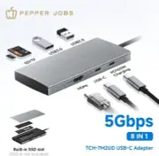 USB C Hub M.2 NVMe/SATA SSD Enclosure, 7 in 1 USB C Docking Station with PD100W