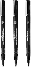 Uni Pin Fineliner Drawing Pens - Chisel Nibs - Black Ink - 3.0mm Nib - Pack of 3