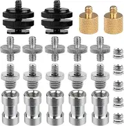 maxin Camera Screw Mount 24pcs, 1/4" and 3/8" Tripod Screw Adapter, 3/8" Converter Thread Screw Adapter, 1/4" Screw, Hot Shoe Mount Adapter to 1/4" Camera Mount Tripod, 1/ 4" Adapter