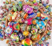 Importer AM Pysanky (Pisanki) Handpainted Polish Wooden Easter Eggs - Bakers Dozen (13 Small Eggs, Multicolor)