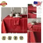 Versatile 60" x 144" Red Tablecloth with Jacquard Weave - Everyday & Festive Use