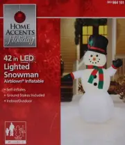 Christmas Home Accent Holiday 42 in Lighted Snowman Airblown Inflatable NIB