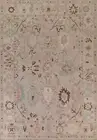 Muted Light Brown Floral Oushak Area Rug 9x12 Turkish handmade Vegetable Dye Rug