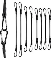 Mini Short Bungee Cords with Carabiner Hooks, SDTC Tech 8-Pack Black Extra Strong Bungee Straps 6", 8", 10" Heavy Duty Elastic Tie Downs Straps for Bike Rack, Kayak Boat (Total Length 10", 12", 14")