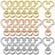 36Pcs Heart-Shaped Swivel Snap Hook,Metal Spring Snap Keychain Colored Heart ...