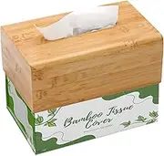 Performore Bamboo Rectangular Tissue Box Cover - Water-Resistant Wooden Facial Tissue Box - 27 x 15.5 x 11.5 cm - Brown