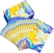 100 Pcs Smell Proof Mylar Bags 2.7x3.9Inch Resealable Foil Pouch Holographic Zip Bags Packaging Pouch Bag with Clear Window for Food Storage Small Business Eyelash Lipgloss Jewelry Electronics Storage