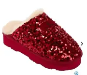 Bear Paw Portia Red Sequin Slip On Size 8, NEW NWB