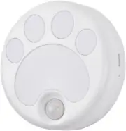 NEW Pawprint Motion Sensor Night Light round white 3" rechargeable w/ USB cable