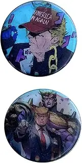 [TEKISTO] Trump 2024 Campaign Pin President Donald Trump Pins Button Circle Badges Round Chest Brooch Decoration 3D Changeable Hologram Pinback