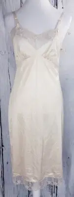 VTG Nancy King Lingerie Full Slip Dress Beige Size 34 Nylon Adjustable Style2161