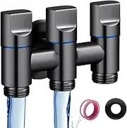 srmiqlye 3-Way Water Changer Control Valve, 4-Point Thread Interface (20 mm), Multi Port Valve, Copper Body, Dark Grey, Water Control Valve